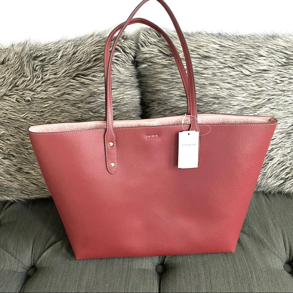 NWT authentic COACH leather tote wine - Picture 5 of 9